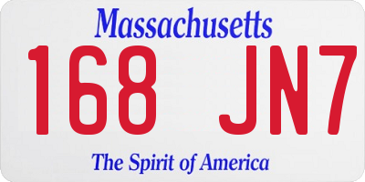 MA license plate 168JN7