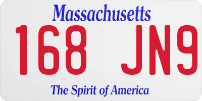MA license plate 168JN9