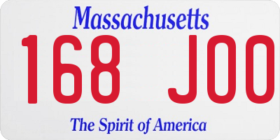 MA license plate 168JO0
