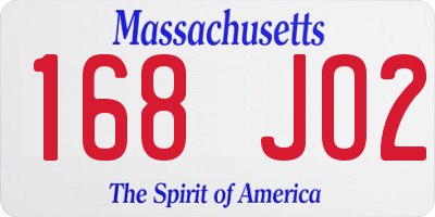 MA license plate 168JO2