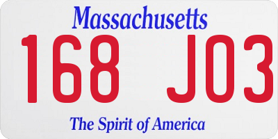 MA license plate 168JO3