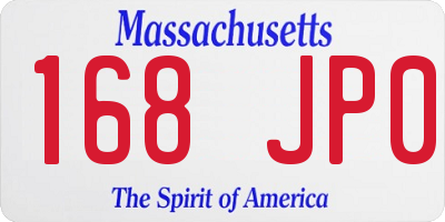 MA license plate 168JP0