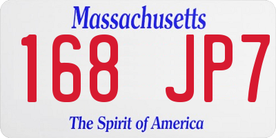 MA license plate 168JP7