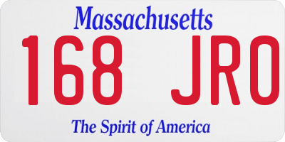 MA license plate 168JR0