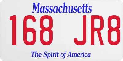 MA license plate 168JR8
