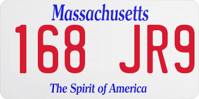 MA license plate 168JR9