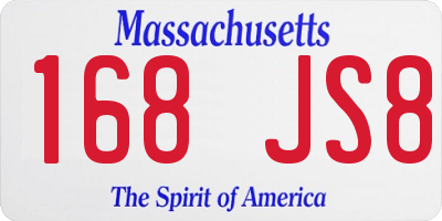 MA license plate 168JS8