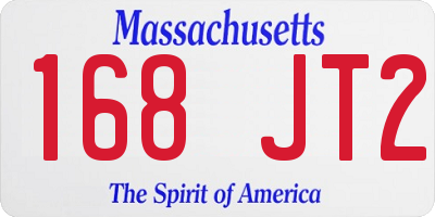 MA license plate 168JT2