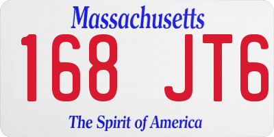 MA license plate 168JT6