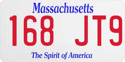 MA license plate 168JT9