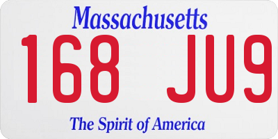 MA license plate 168JU9