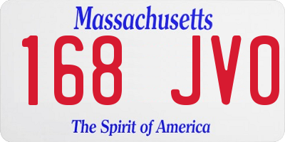 MA license plate 168JV0