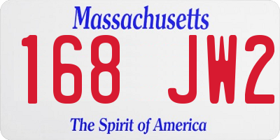 MA license plate 168JW2