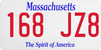 MA license plate 168JZ8