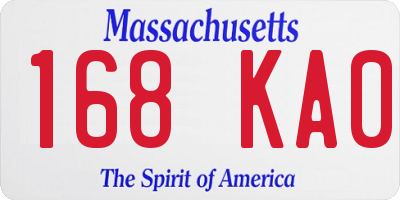 MA license plate 168KA0