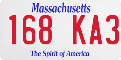 MA license plate 168KA3
