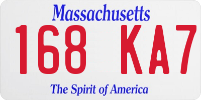 MA license plate 168KA7