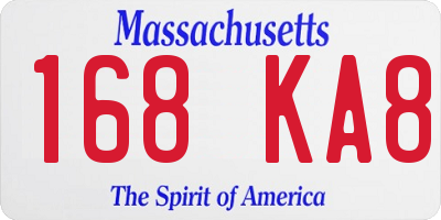 MA license plate 168KA8