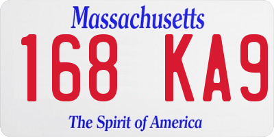 MA license plate 168KA9