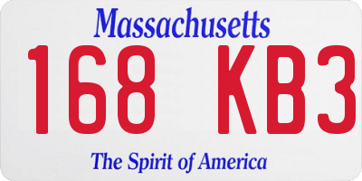 MA license plate 168KB3