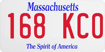 MA license plate 168KC0