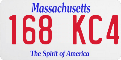 MA license plate 168KC4