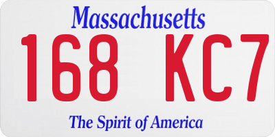 MA license plate 168KC7