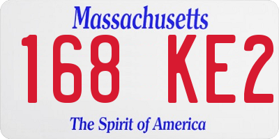 MA license plate 168KE2