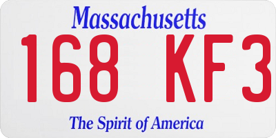 MA license plate 168KF3