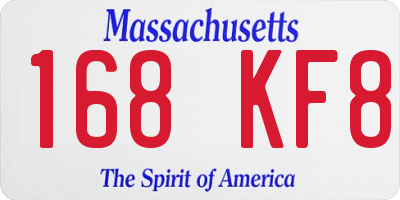 MA license plate 168KF8