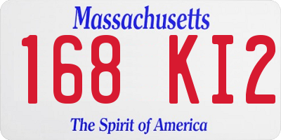 MA license plate 168KI2