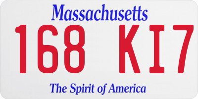 MA license plate 168KI7