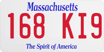 MA license plate 168KI9