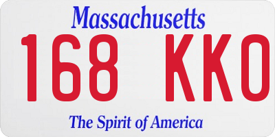 MA license plate 168KK0