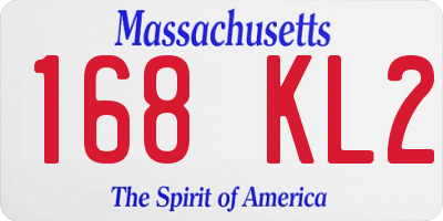 MA license plate 168KL2