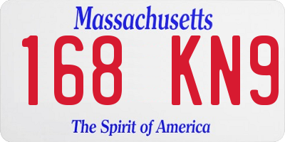 MA license plate 168KN9