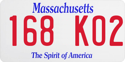 MA license plate 168KO2