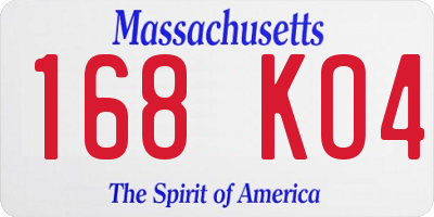 MA license plate 168KO4