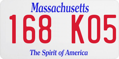 MA license plate 168KO5