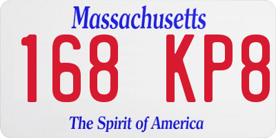 MA license plate 168KP8