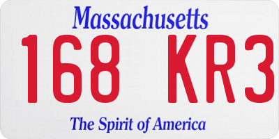 MA license plate 168KR3