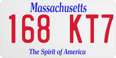 MA license plate 168KT7