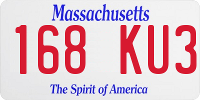 MA license plate 168KU3