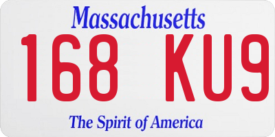 MA license plate 168KU9