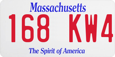 MA license plate 168KW4