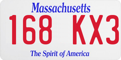 MA license plate 168KX3