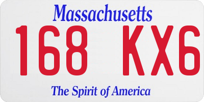 MA license plate 168KX6