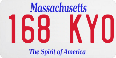 MA license plate 168KY0