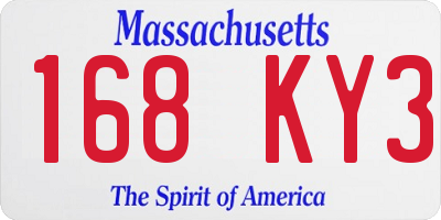 MA license plate 168KY3