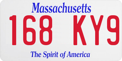 MA license plate 168KY9